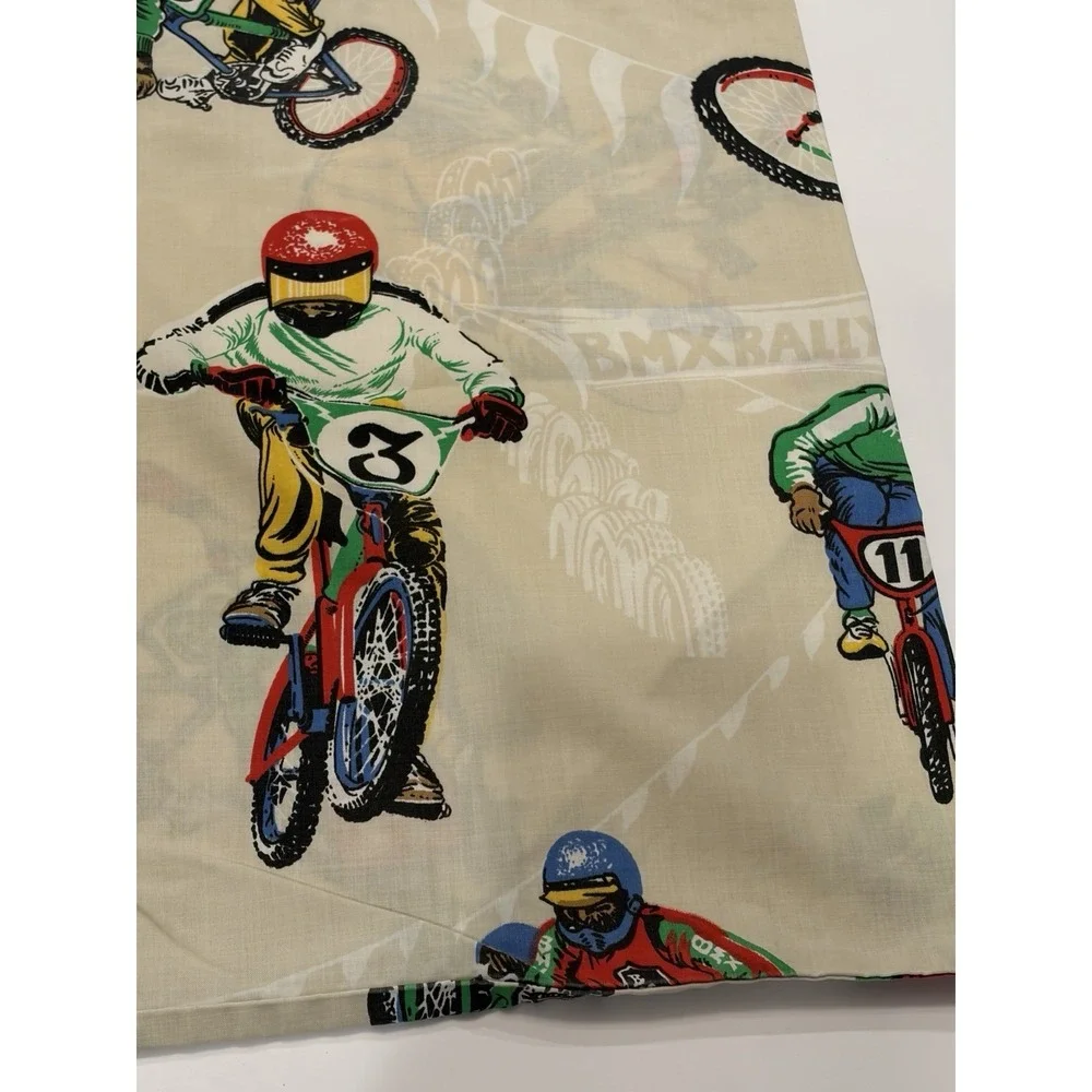 Vintage BMX Dirt Bike Novelty Pillowcase Set 2 Motocross‎ Racing 80s Retro Print